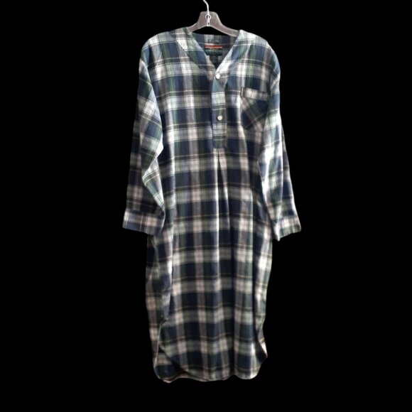 Wynbrier Night Shirt Sleep Gown Unisex 100% Cotton Plaid M 1/4 button Portugal . - Picture 12 of 16